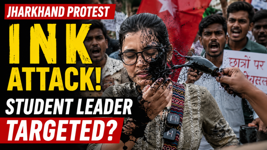 नेहा बोहरा ink thrown at jharkhand protest